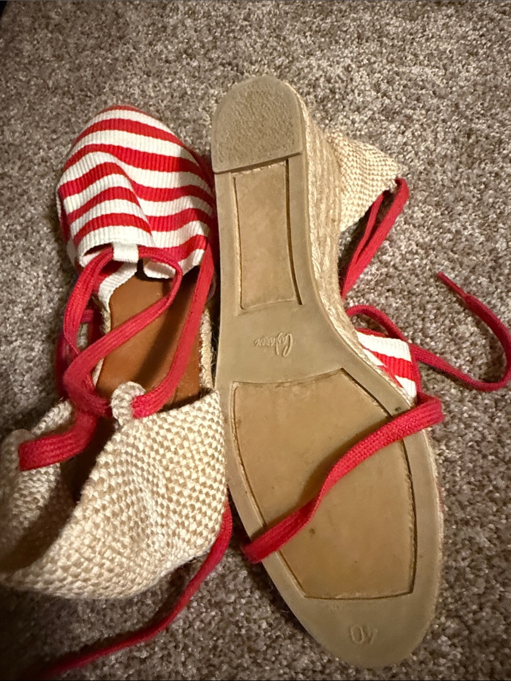 Castaner Red and White Striped Lace-Up Espadrilles - Picture 4 of 5